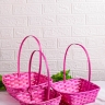 Корзина плетеная бамбук 3шт D25x10/36см розовый