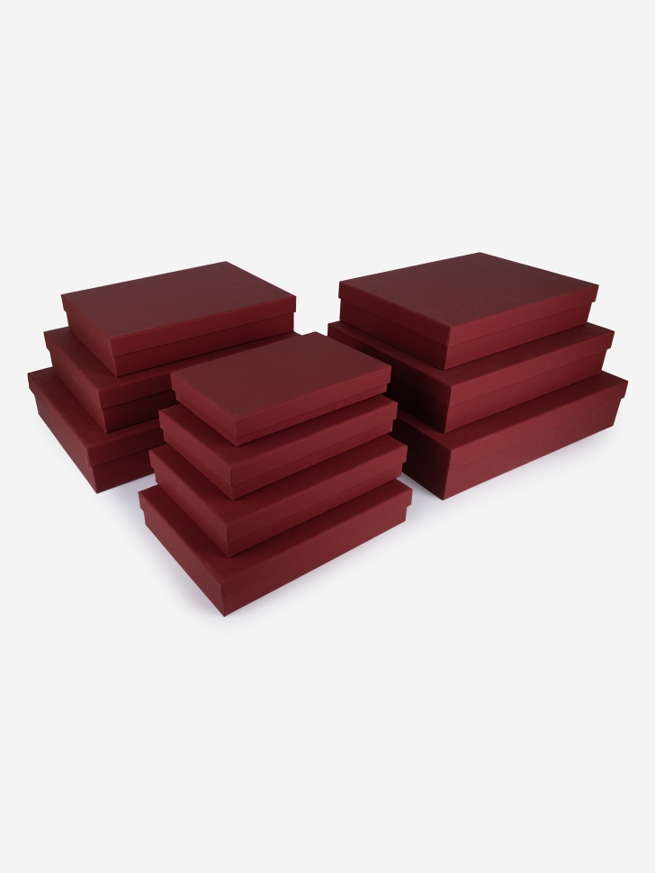 Коробка прямоугольник набор из 10шт 46х36,5х10см K137 твид красный темный