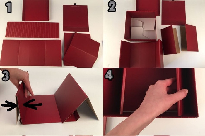 Коробка куб набор из 2шт 21x21x21см в полоску с выдвижной крышкой  кремовая