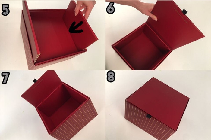 Коробка куб набор из 2шт 21x21x21см в полоску с выдвижной крышкой  кремовая