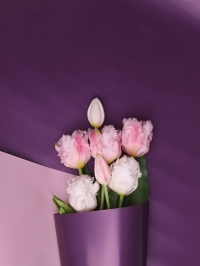 Пленка матовая 65мкм 58см х 10м двухцветная лаванда/розовый