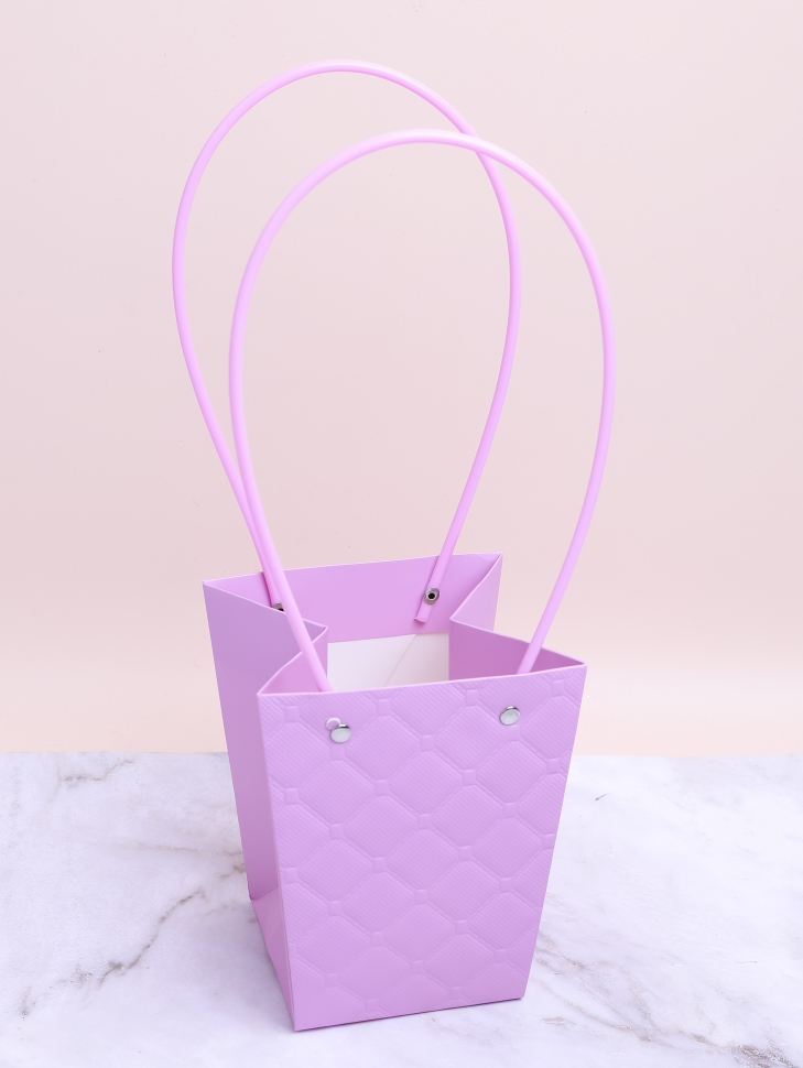 Сумочка для цветов 13х9.5х15.5см 3D М15 сиреневый светлый