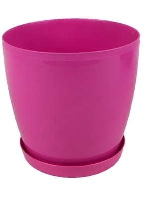 Кашпо из пластика Матильда с поддоном d20х h18см темно-розовое