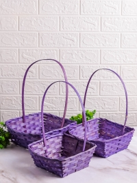 Корзина плетеная бамбук 3шт D25x10/36см фиолетовый