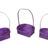 Корзина плетеная бамбук 3шт D25x10/36см фиолетовый