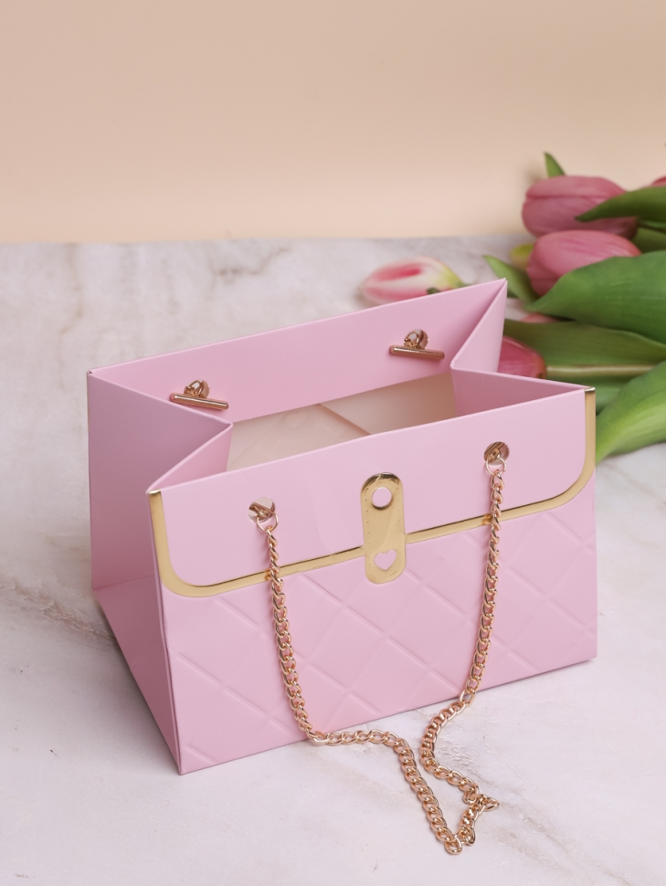 Сумочка подарочная 22х12x12см с цепочкой сиреневый светлый Сумочка подарочная 22х12x12см с цепочкой сиреневый светлый