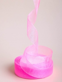 Лента органза 24мм х 25 ярд розовый светлый