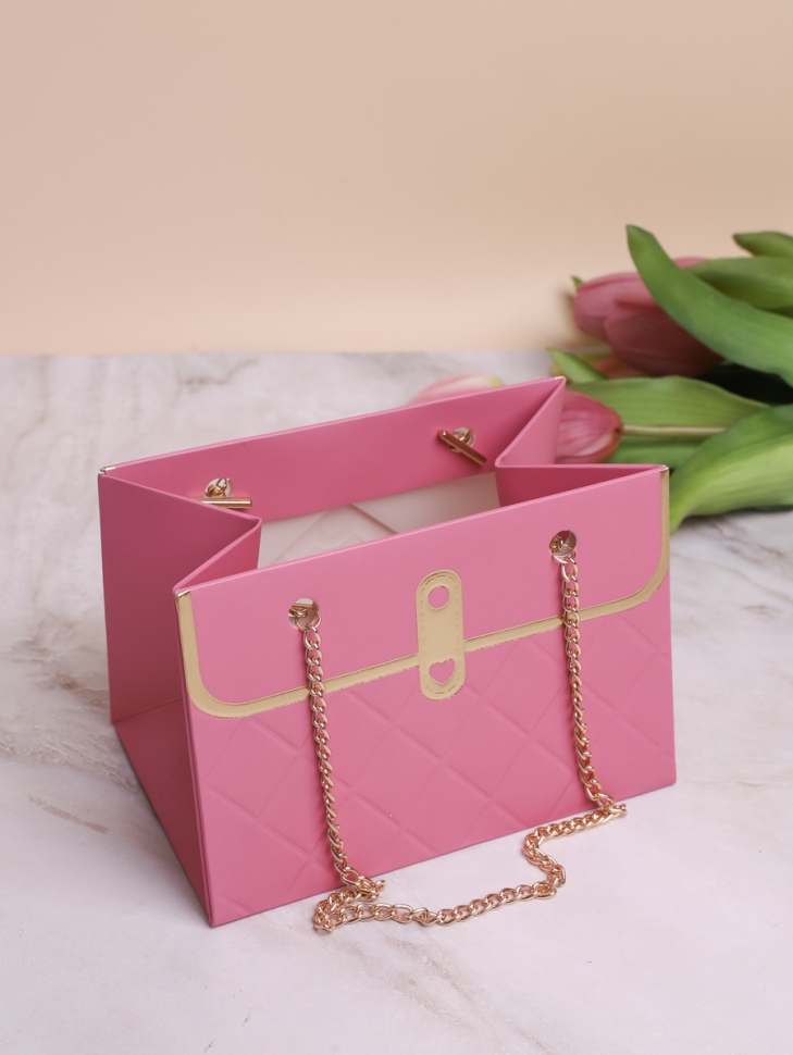 Сумочка подарочная 22х12x12см с цепочкой розовый пыльный Сумочка подарочная 22х12x12см с цепочкой розовый пыльный