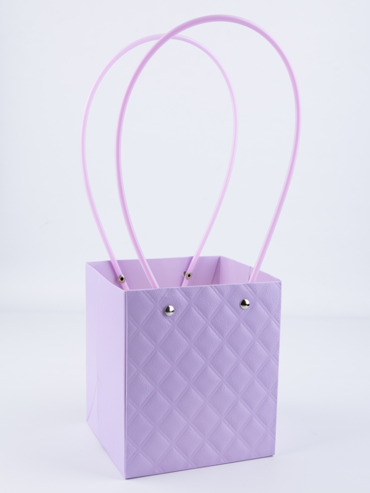 Сумочка для цветов 13х15х12,5см 3D М12 сиреневый светлый