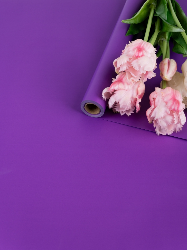 Пленка матовая  Пастель 58см х 10м на втулке, фиолет К