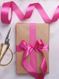 Лента атласная 25мм х 25 ярд  JD фуксия