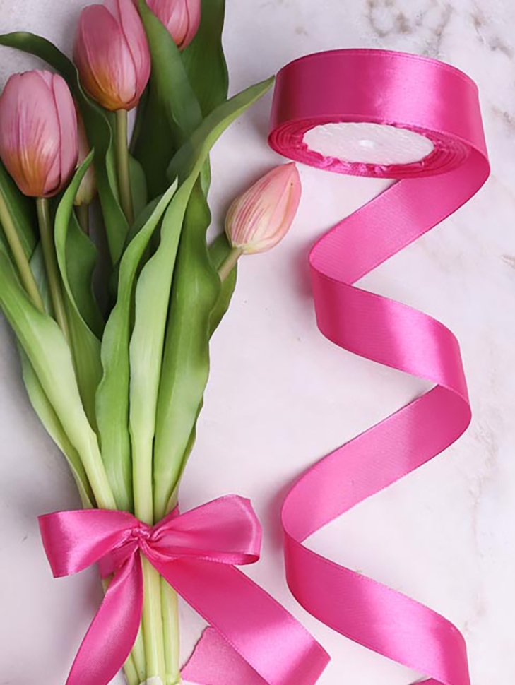 Лента атласная 25мм х 25 ярд JD фуксия Лента атласная 25мм х 25 ярд JD фуксия