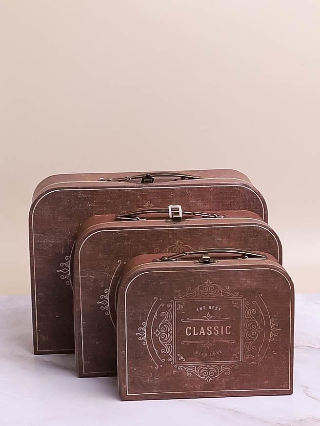 Коробка чемодан набор из 3шт 30,2x21,9x9,5см classic коричневый Коробка чемодан набор из 3шт 30,2x21,9x9,5см classic коричневый
