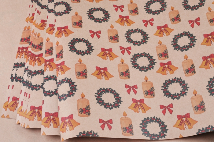 Бумага крафт НГ 78/м2, 100x70см, 10лист Свечи-колокольчики Бумага крафт НГ 78/м2, 100x70см, 10лист Свечи-колокольчики