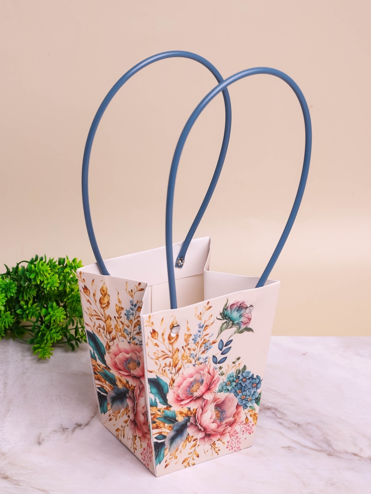 Сумочка для цветов трапеция H15,5х13х9,5см цветы 46