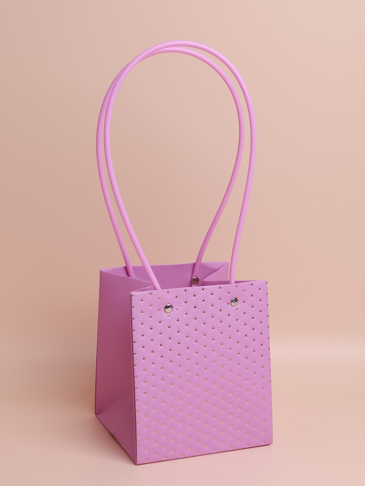 Сумочка для цветов 13х15х12,5см 3D М412 сиреневый светлый