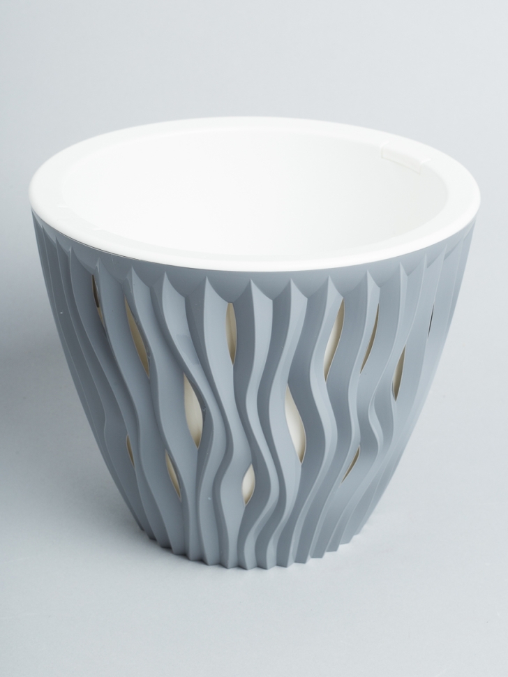 Кашпо из пластика "Вдохновение" 3л. h16,5см,d19.5см серый жемчуг