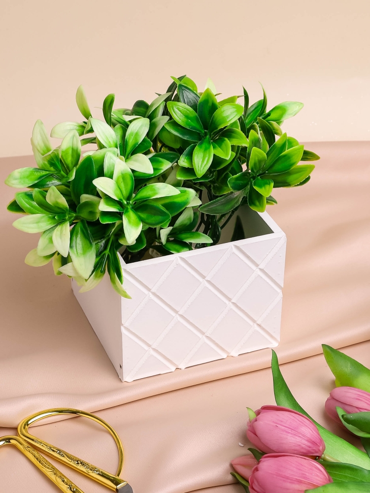 Ящик деревянный №12 12,5х12,5х10см Ромбы белый Ящик деревянный №12 12,5х12,5х10см Ромбы белый