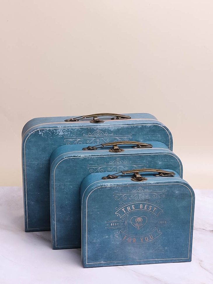 Коробка чемодан набор из 3шт 30,2x21,9x9,5см the best for you синий Коробка чемодан набор из 3шт 30,2x21,9x9,5см the best for you синий