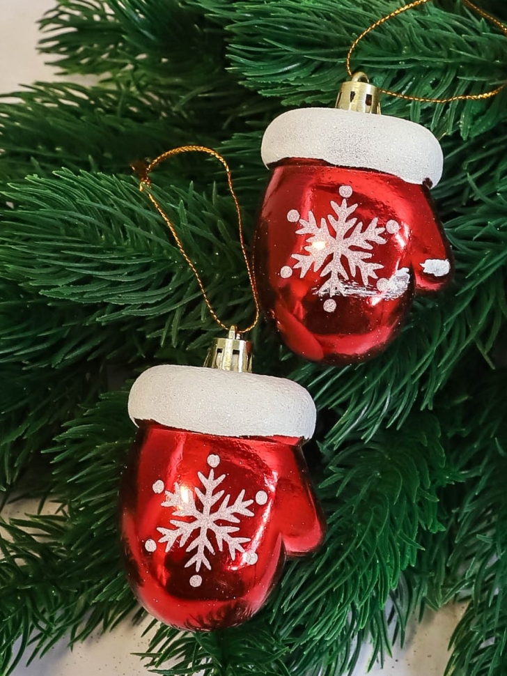 Игрушка елочная набор 2шт 7х5см Варежки Игрушка елочная набор 2шт 7х5см Варежки