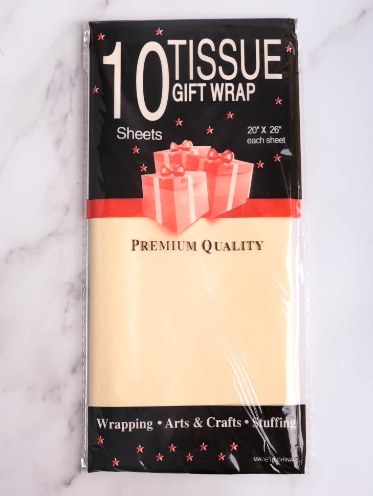 Бумага тишью 50х66см,10 лист. кремовый Бумага тишью 50х66см,10 лист. кремовый