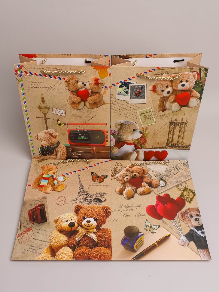 Сумочка подарочная 26х32x10см 530- 98 мишки микс Сумочка подарочная 26х32x10см 530- 98 мишки микс