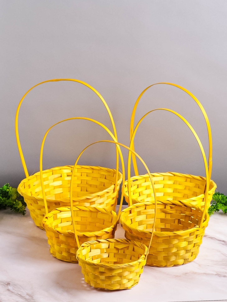 Корзина плетеная бамбук 5шт D26x10/36см желтый