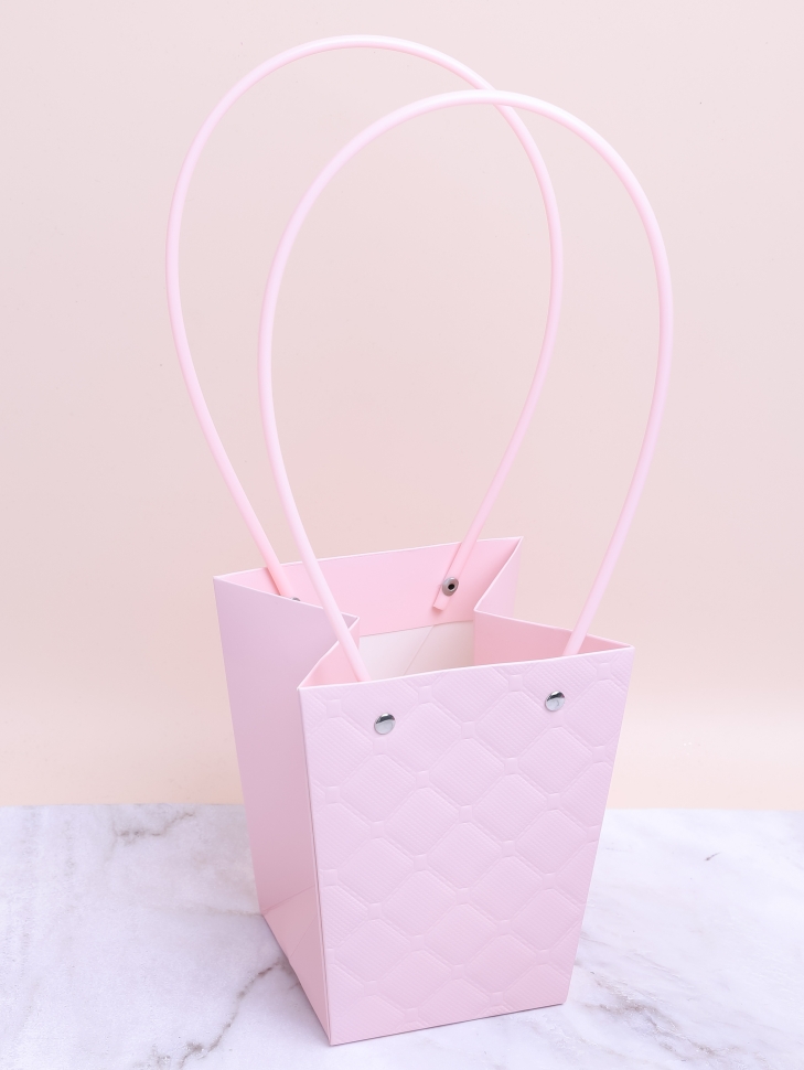 Сумочка для цветов 13х9.5х15.5см 3D М15 розовый светлый Сумочка для цветов 13х9.5х15.5см 3D М15 розовый светлый