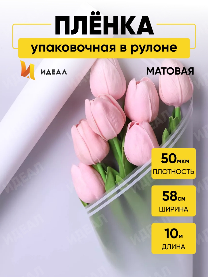 Пленка матовая 50мкм 58см х 10м РЦ прозрачный кант белый Пленка матовая 50мкм 58см х 10м РЦ прозрачный кант белый