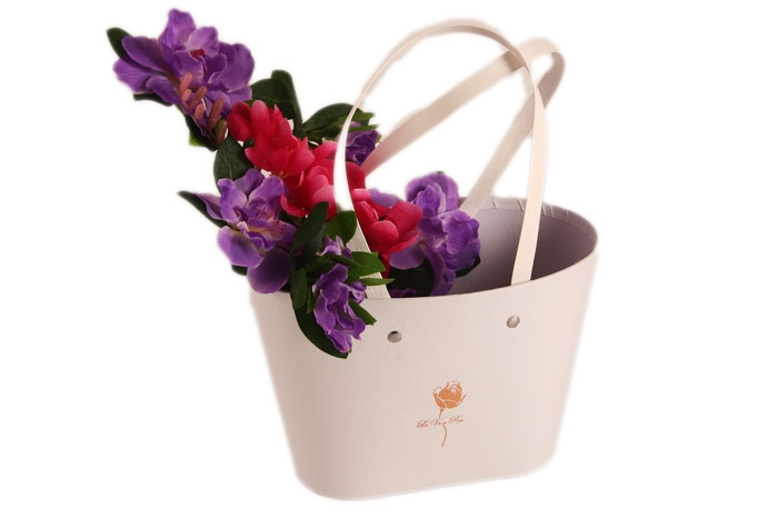 Коробка для цветов Сумочка 22,5х13,5х15,2см белая