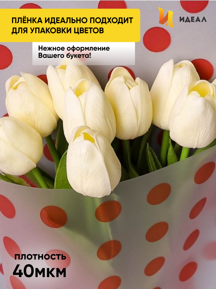 Пленка матовая Горох 18 70см х 10м красный