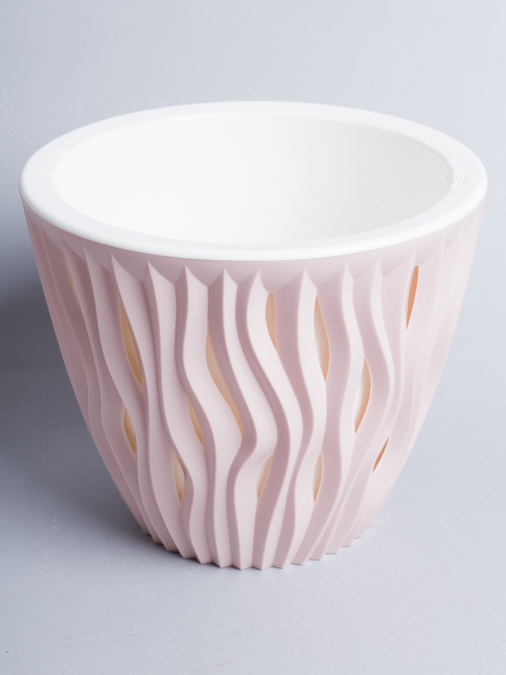 Кашпо из пластика "Вдохновение" 3л. h16,5см,d19.5см бежево-розовый