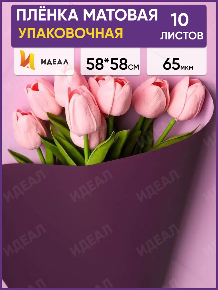 Пленка матовая 58смх58см 10 листов 65мкм РЦ двухцветная фиолет/орхидея