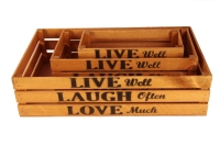 Ящик деревянный интерьерный набор 3шт 50х30х12см  "Live" орех