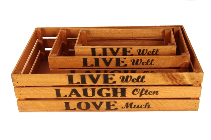 Ящик деревянный интерьерный набор 3шт 50х30х12см "Live" орех Ящик деревянный интерьерный набор 3шт 50х30х12см "Live" орех