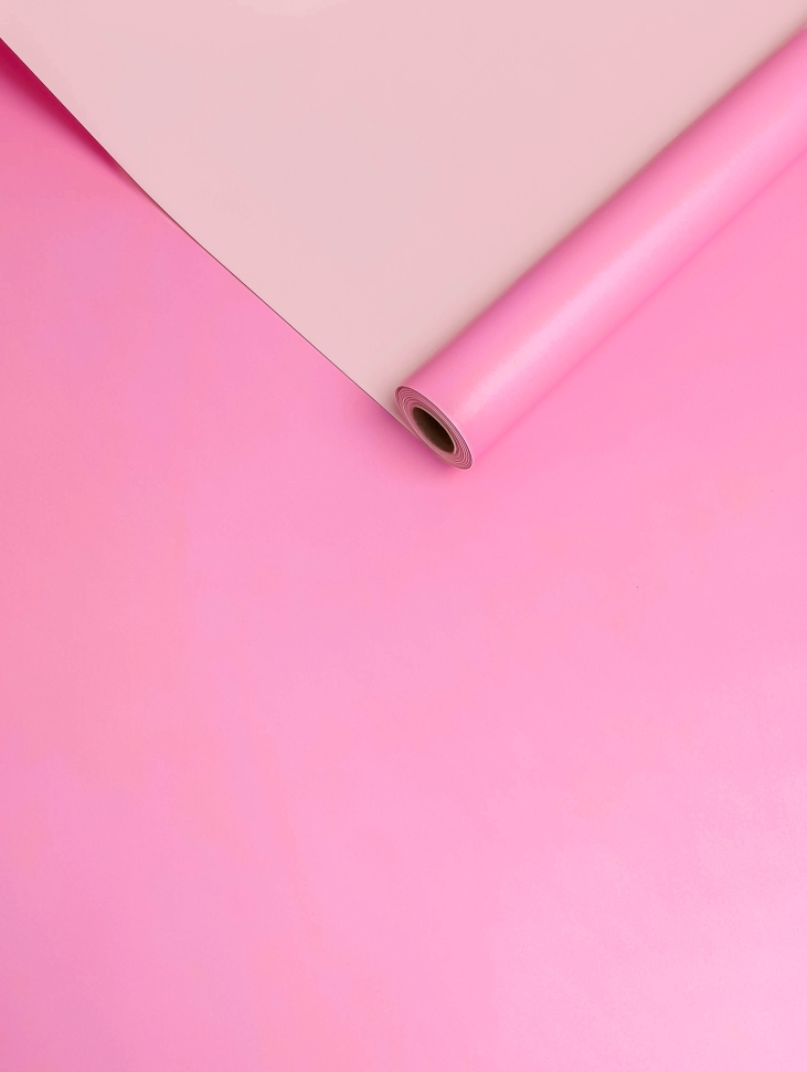 Пленка матовая 65мкм 58см х 10м двухцветная розовый яркий/розовый жемчуг