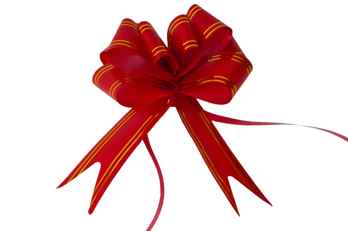 Бант-бабочка с золотой полосой 32, 10 шт. красный