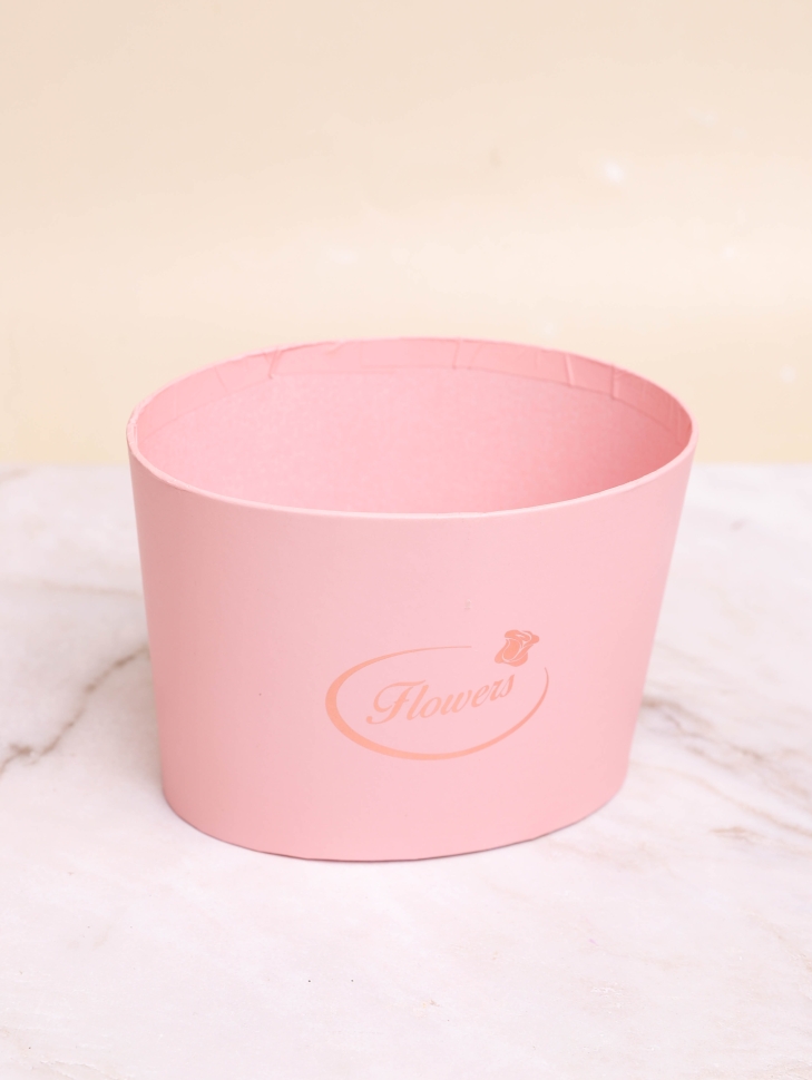 Коробка для цветов овал 14х10,6х10см розовый