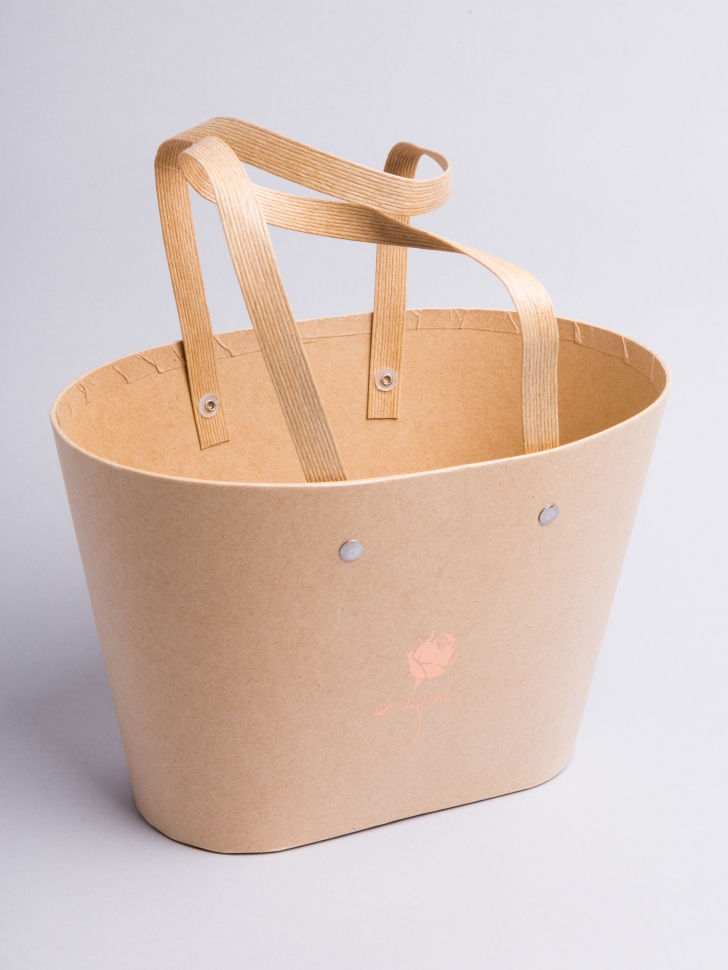 Коробка для цветов Сумочка 22,5х13,5х15,2см крафт