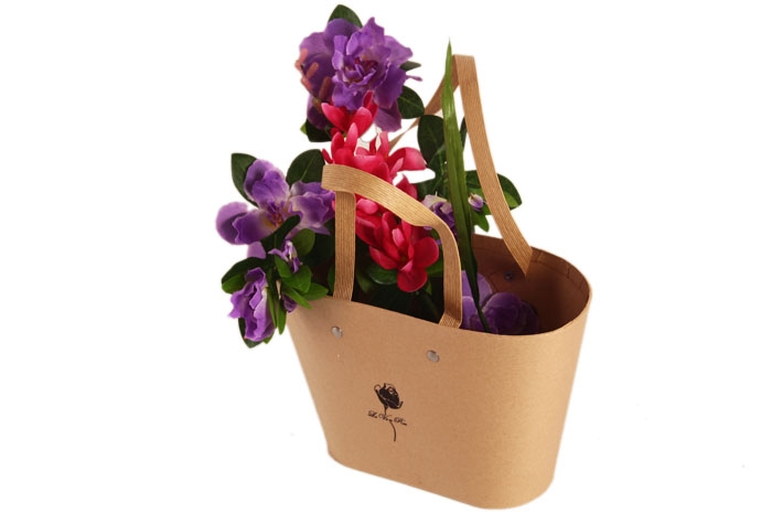 Коробка для цветов Сумочка 22,5х13,5х15,2см крафт