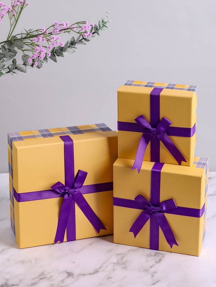 Коробка квадрат набор из 3шт 21x21x10см крафт Коробка квадрат набор из 3шт 21x21x10см крафт