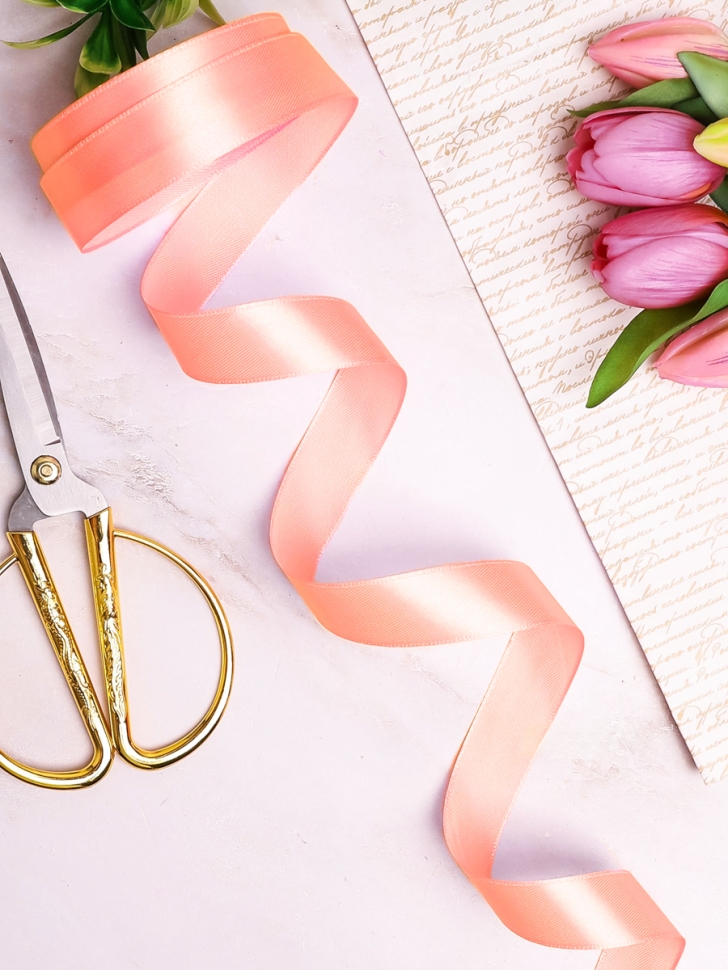 Лента атласная 25мм х 25 ярд JD лососевый Лента атласная 25мм х 25 ярд JD лососевый