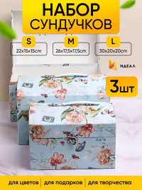 Коробка сундучок набор из 3шт 30x20x20см CN230721-2-2 голубой