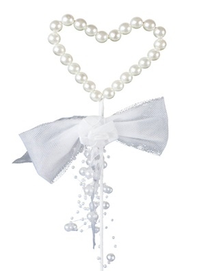 Вставка-сердце из бусин с лентой 7х9/25см Вставка-сердце из бусин с лентой 7х9/25см