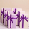 Коробка прямоугольник набор из 3шт 23х16х9см полоса с бантом белый/сиреневый микс Коробка прямоугольник набор из 3шт 23х16х9см полоса с бантом белый/сиреневый микс