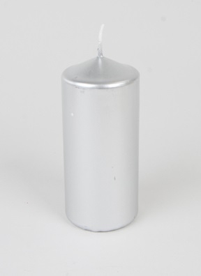 Свеча пенек d60х h120 серебряная Свеча пенек d60х h120 серебряная