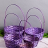Корзина плетеная бамбук 5шт D26x10/36см фиолетовый