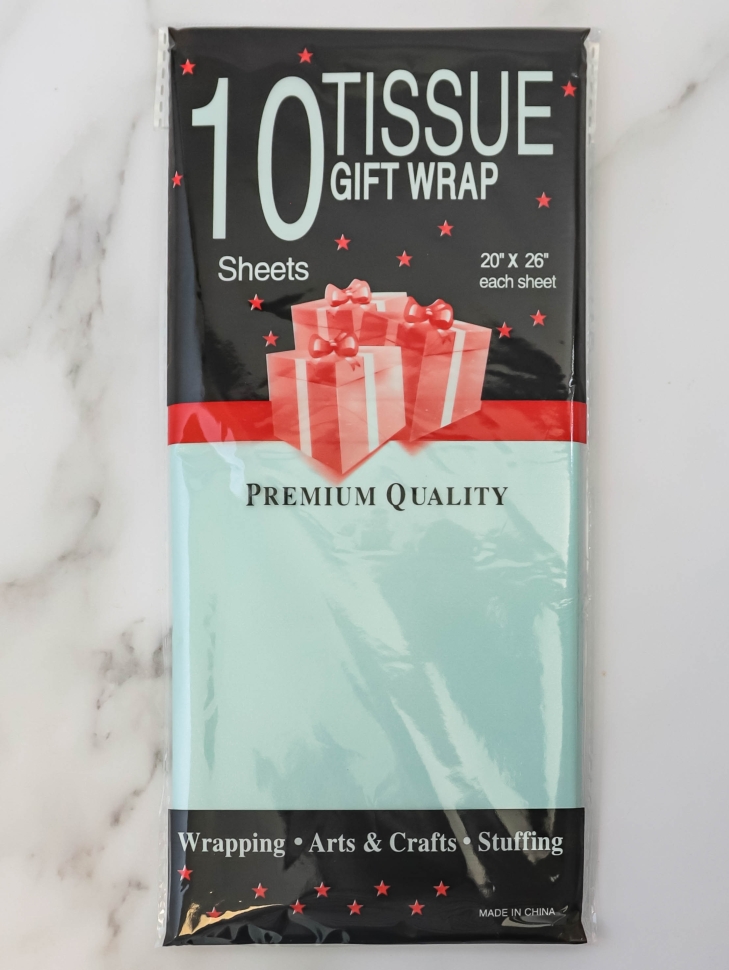 Бумага тишью жемчужная 50х66см,10 лист голубой