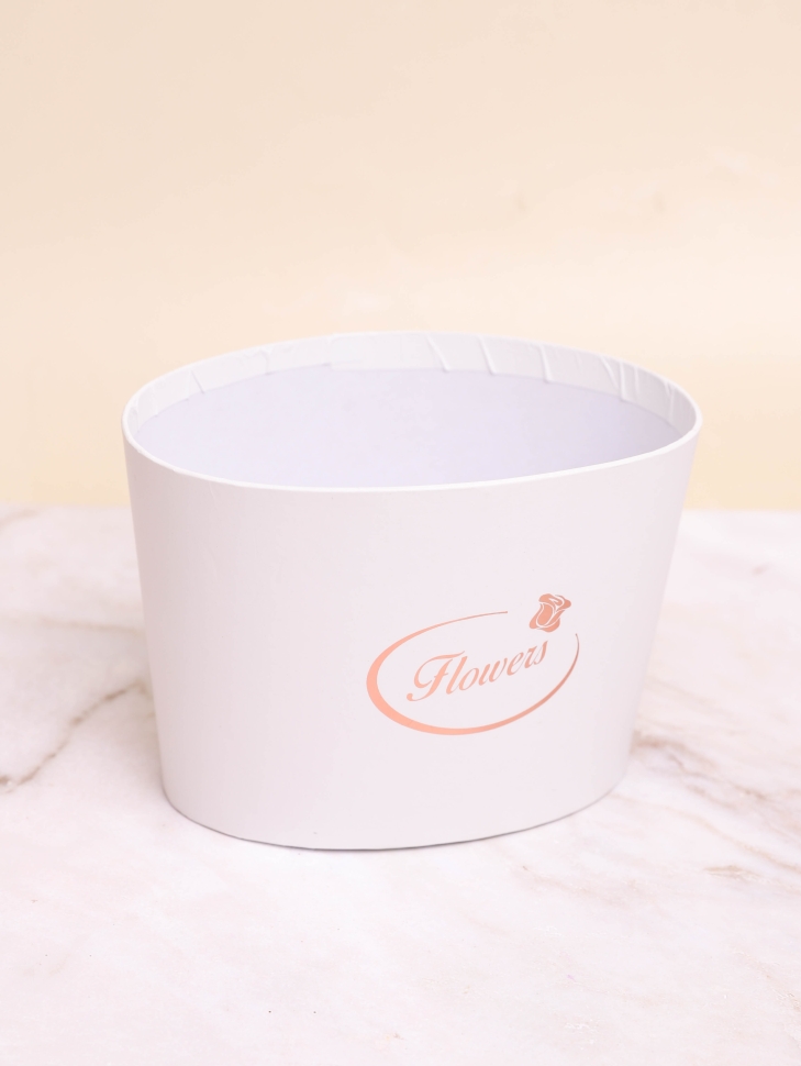 Коробка для цветов овал 14х10,6х10см белый