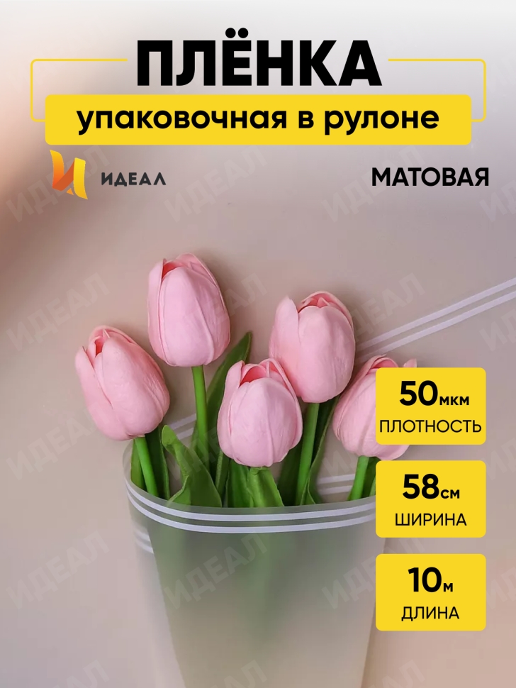 Пленка матовая  50мкм 58см х 10м РЦ прозрачный кант шампань